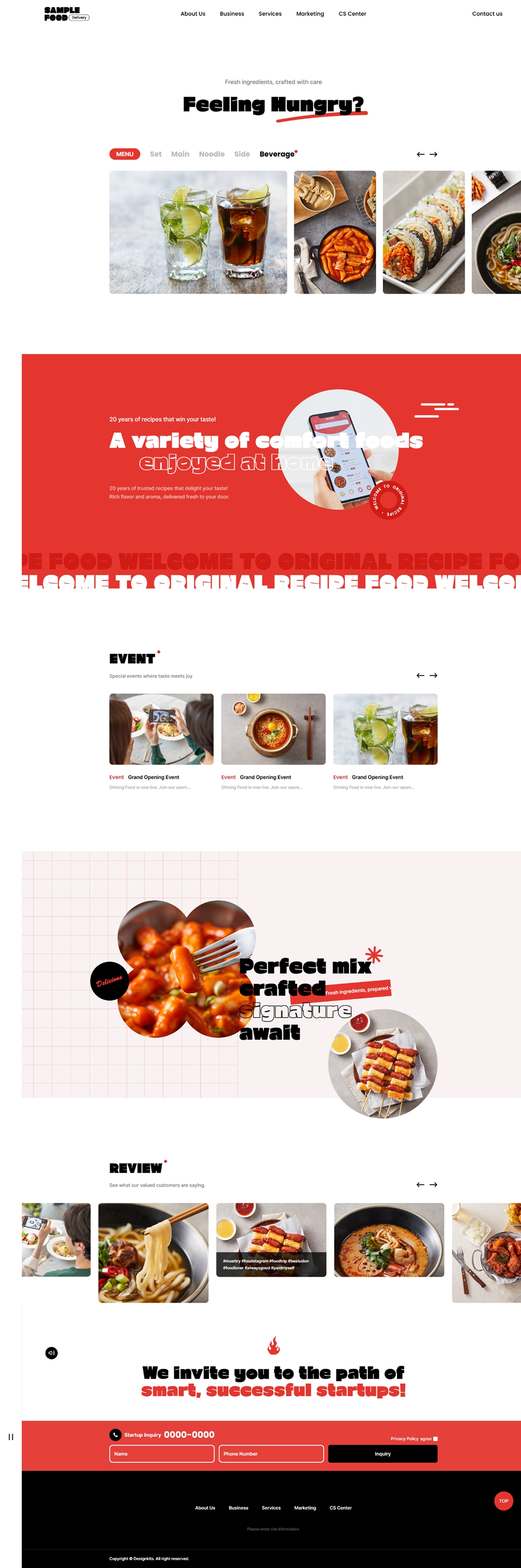 Modern Food Delivery & Restaurant Website Template for Franchises