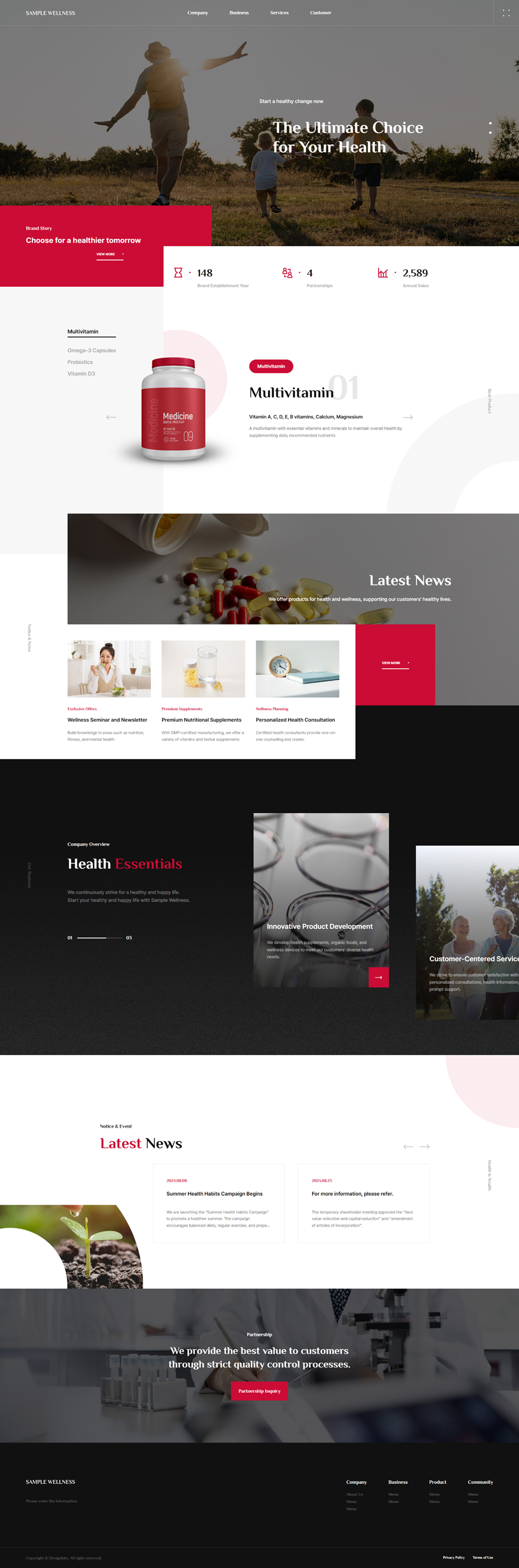 Wellness Health Supplement Website Template for Nutrition Brands