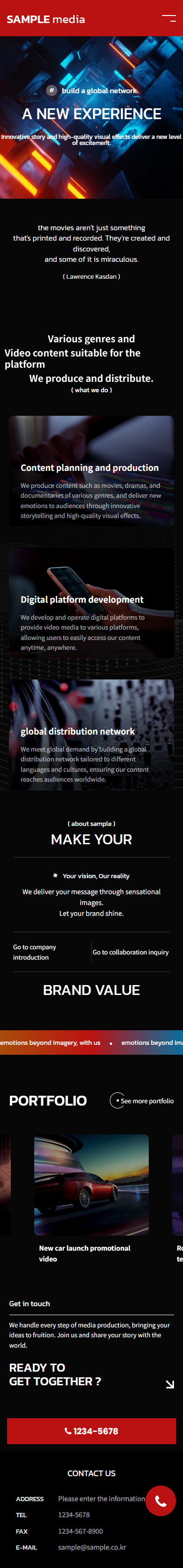 Creative Media Production Website Template for Video, Content, Branding & Digital Studio mobile product image