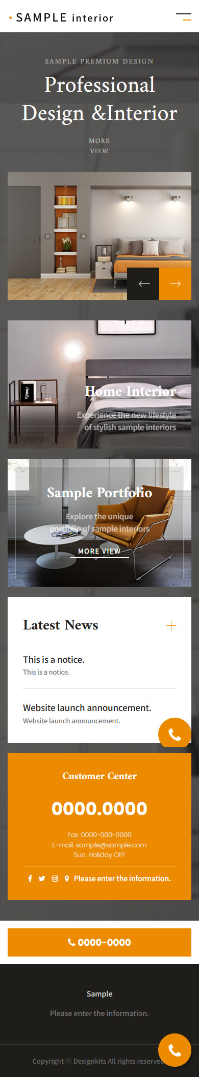 Interior Design & Portfolio Website HTML Template mobile product image