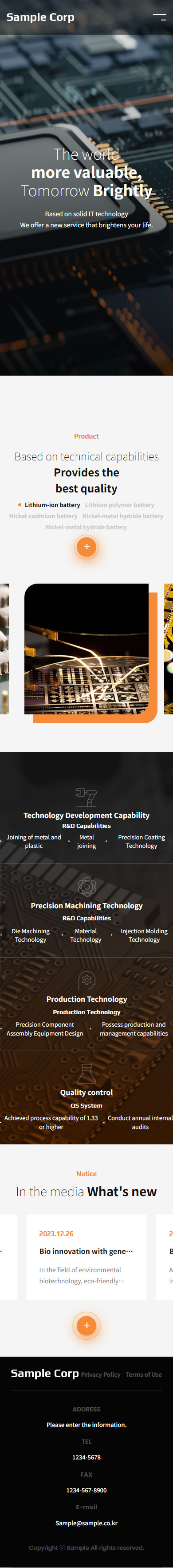 Technology Manufacturing Website Template for Electronics, Semiconductor & Industrial Innovation mobile product image