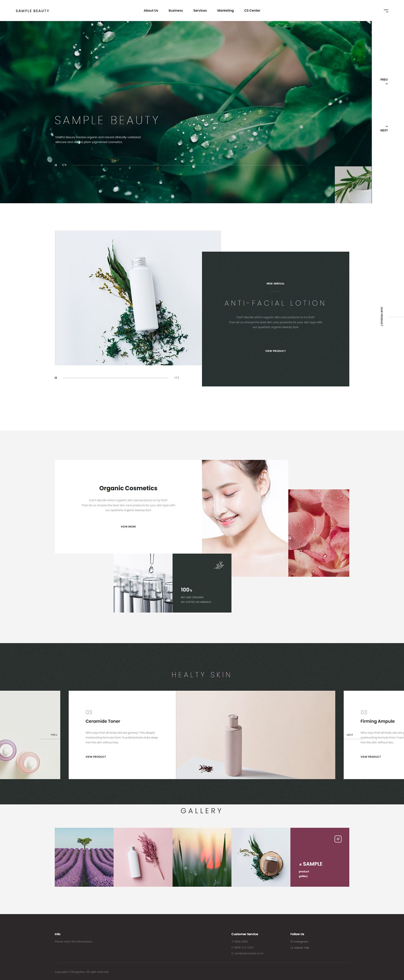 Organic Cosmetics & Beauty Brand UI Template for Skincare Products