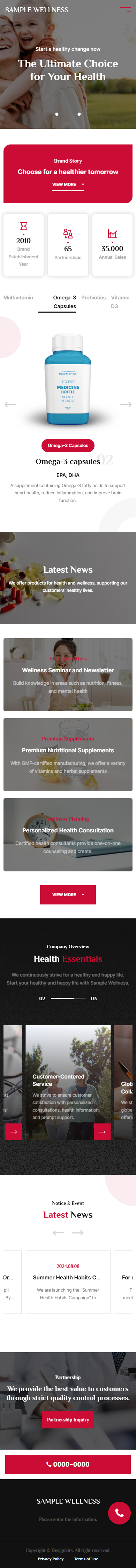Wellness Health Supplement Website Template for Nutrition Brands mobile product image