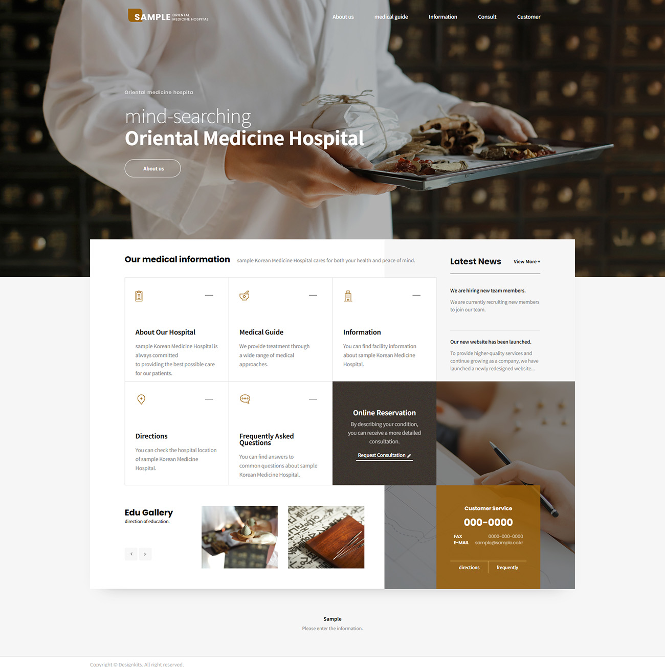 Oriental Medicine Hospital Website UI Template