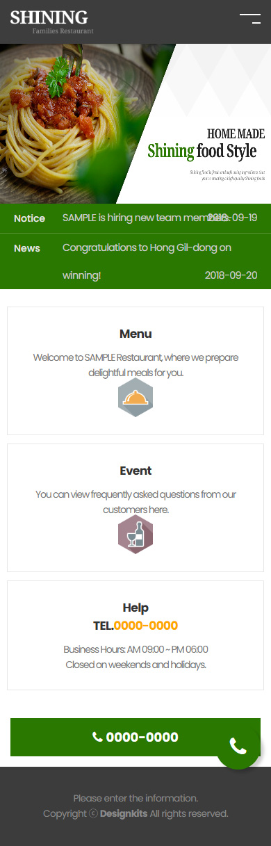 Family Restaurant & Dining Website HTML Template mobile product image