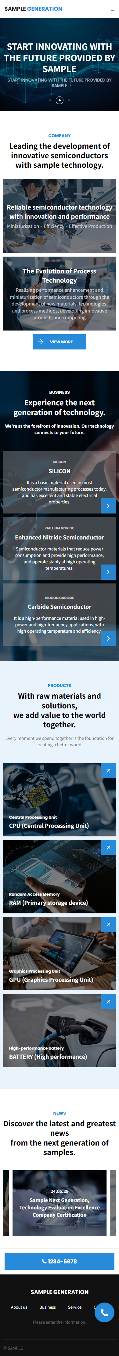 Semiconductor Technology Website Template for AI, Electronics & Advanced Manufacturing mobile product image