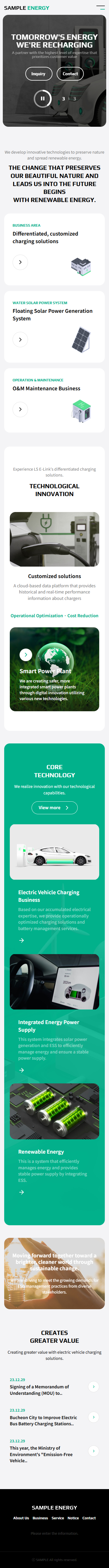 Renewable Energy & EV Charging Business Website UI Template mobile product image