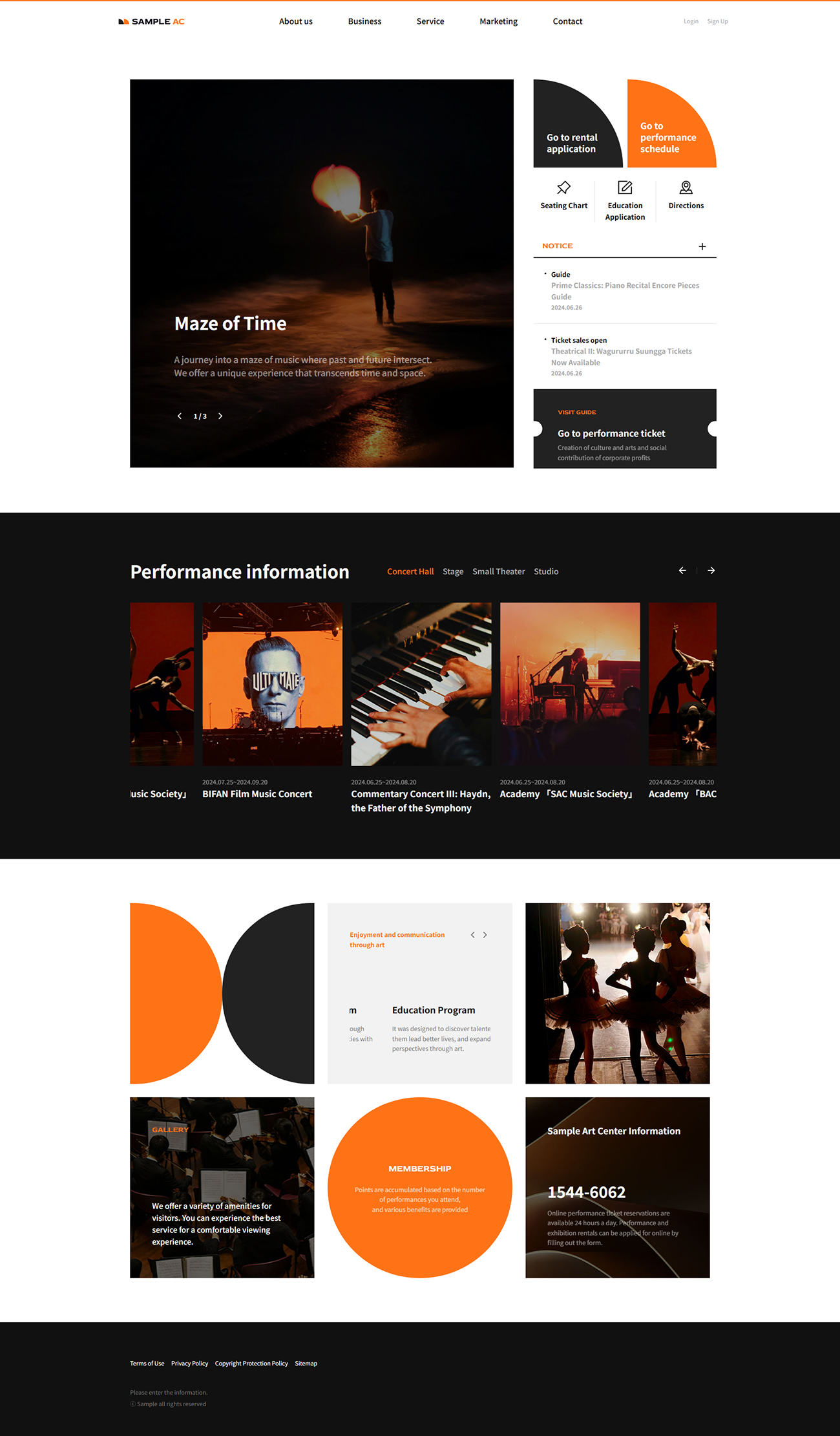 Modern Performing Arts & Culture Center Website Template