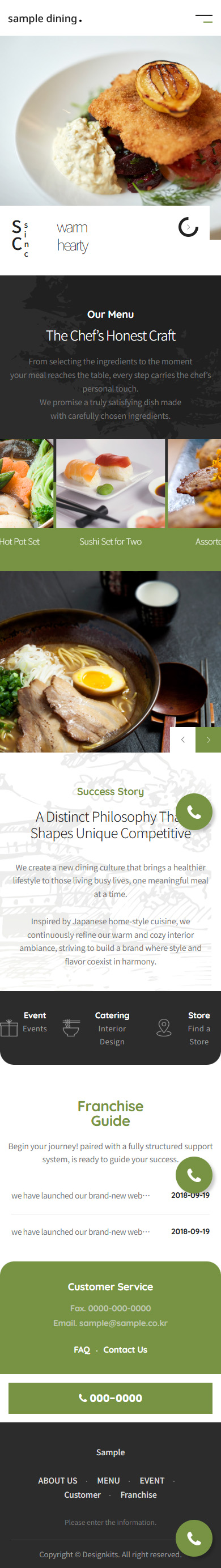 Fine Dining Restaurant Website Template with Chef Menu UI mobile product image