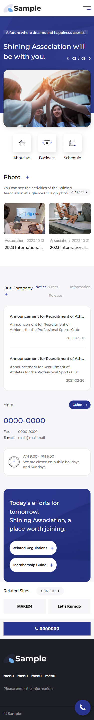 Modern Association Website UI Template with Events and Community mobile product image