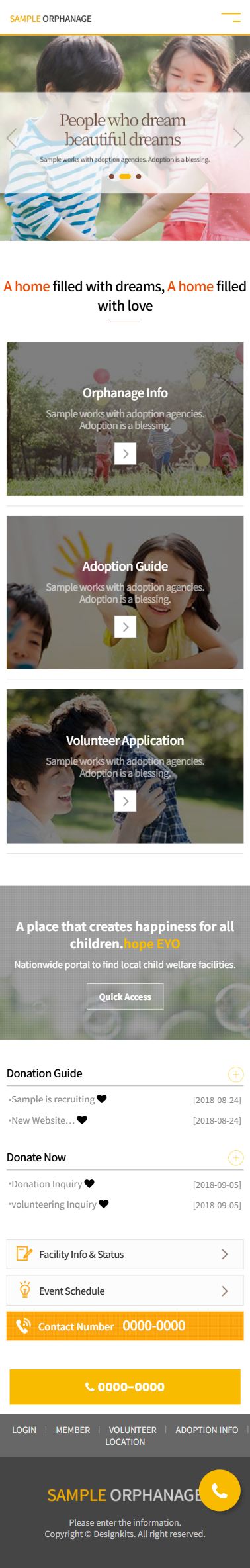Child Care Center UI Template for Welfare & Nursery Services mobile product image
