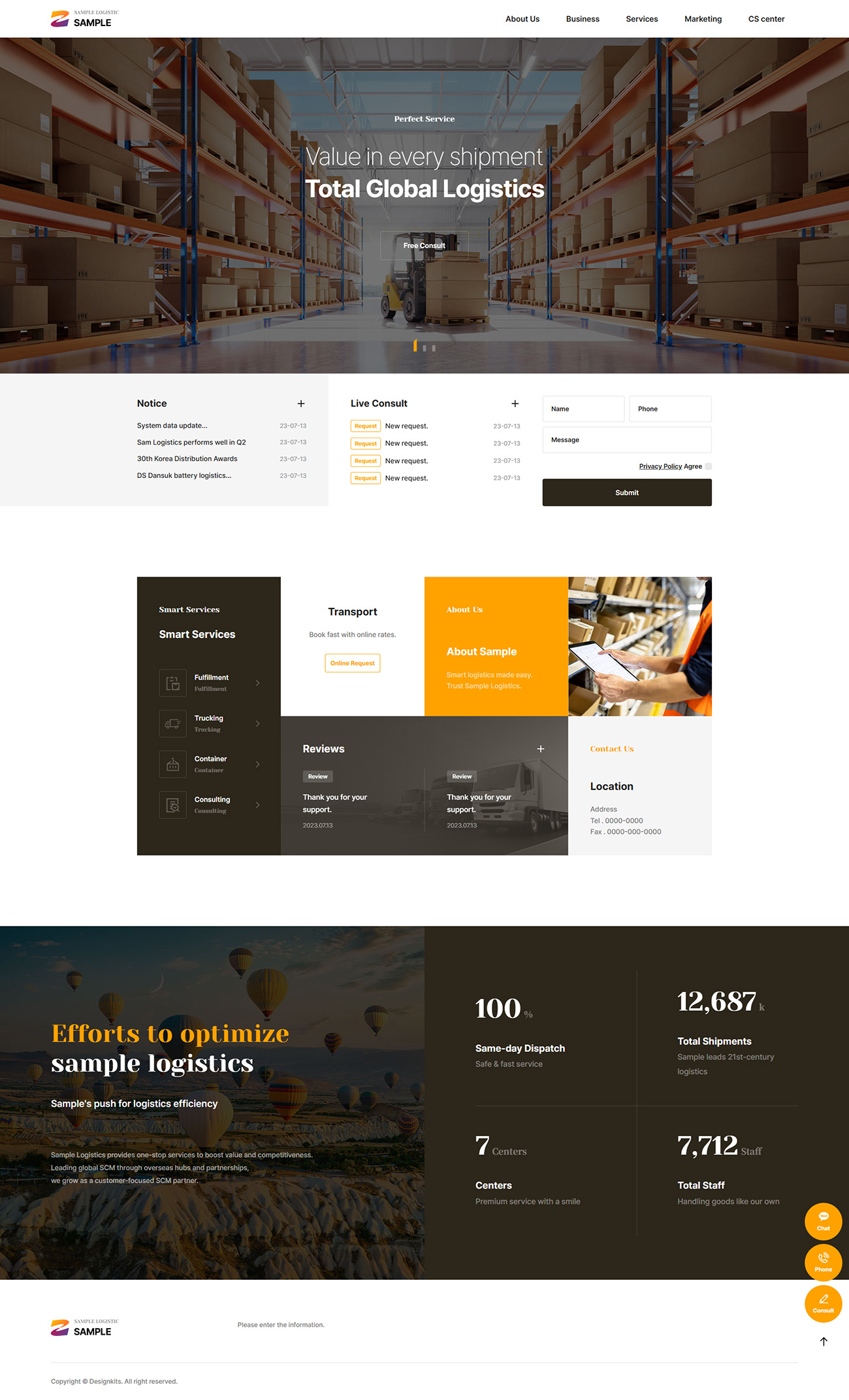 Global Logistics & Shipping Service Website UI Template