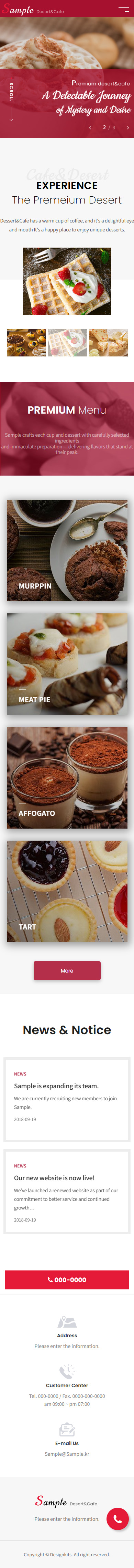 Dessert Cafe Website Template with Premium Menu UI mobile product image