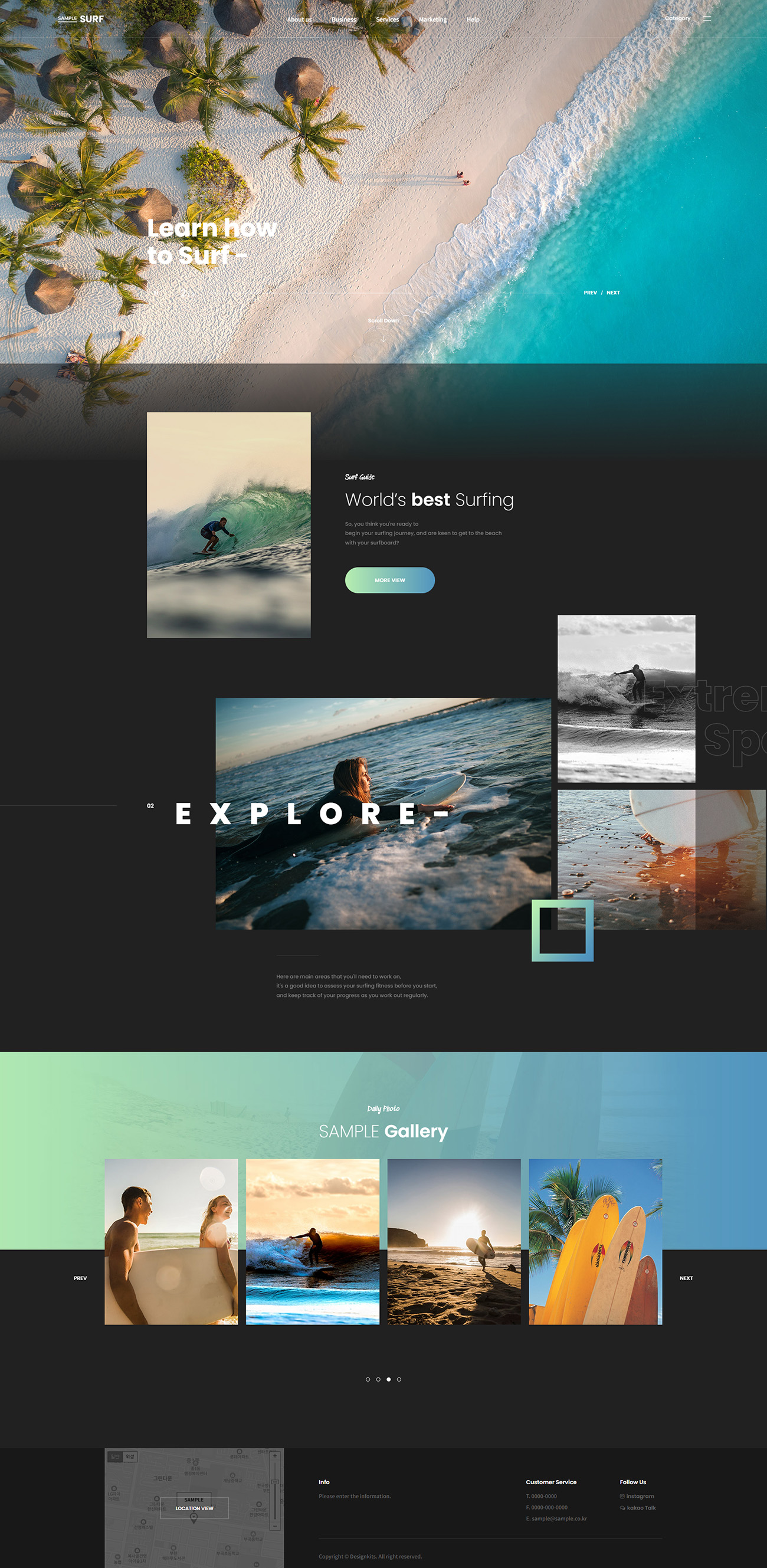Surfing & Water Sports Activity Website HTML Template