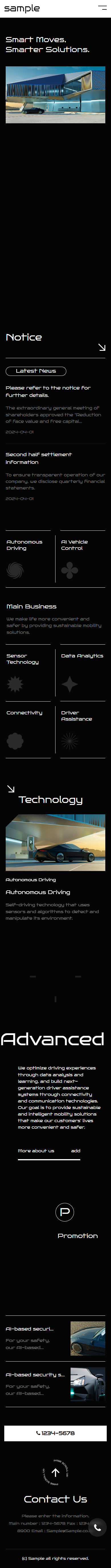 Smart Mobility & Automotive Technology Website UI Template mobile product image