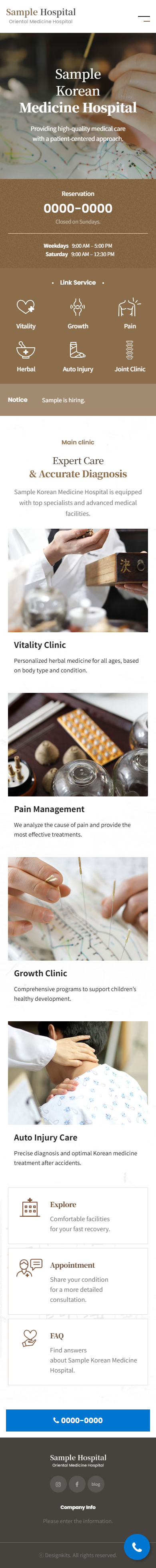 Oriental Medicine Hospital Website UI Template mobile product image