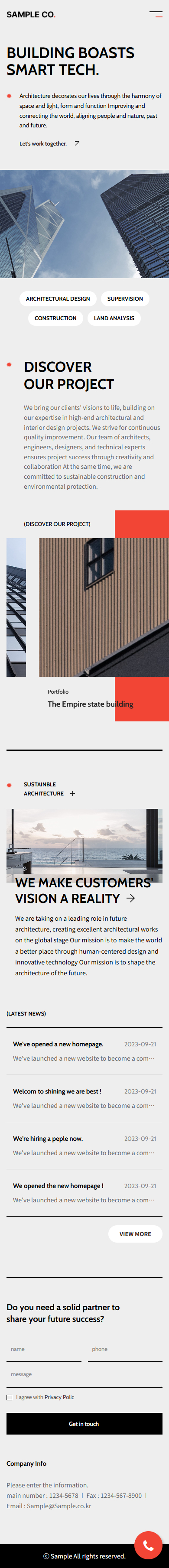 Architecture & Construction Company Website UI Template mobile product image
