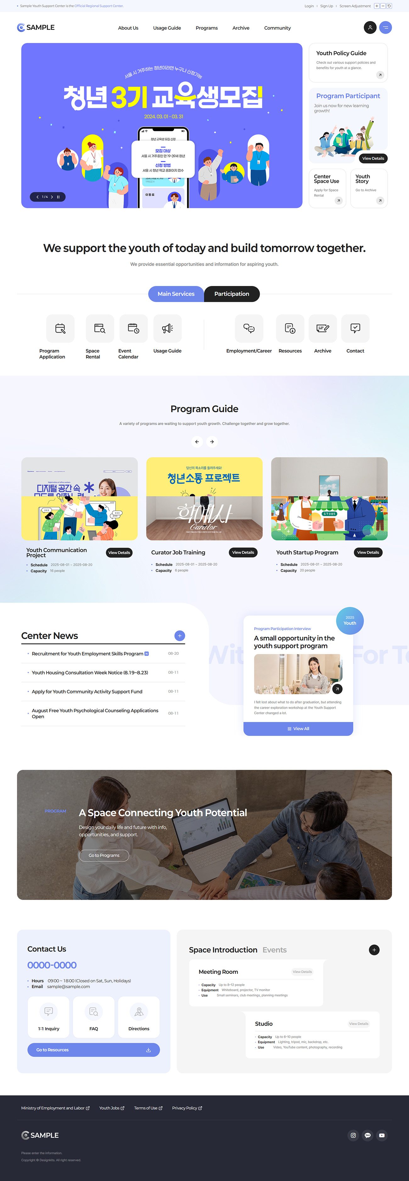 Youth Center Website Template for Community Programs, Career Support & Public Services