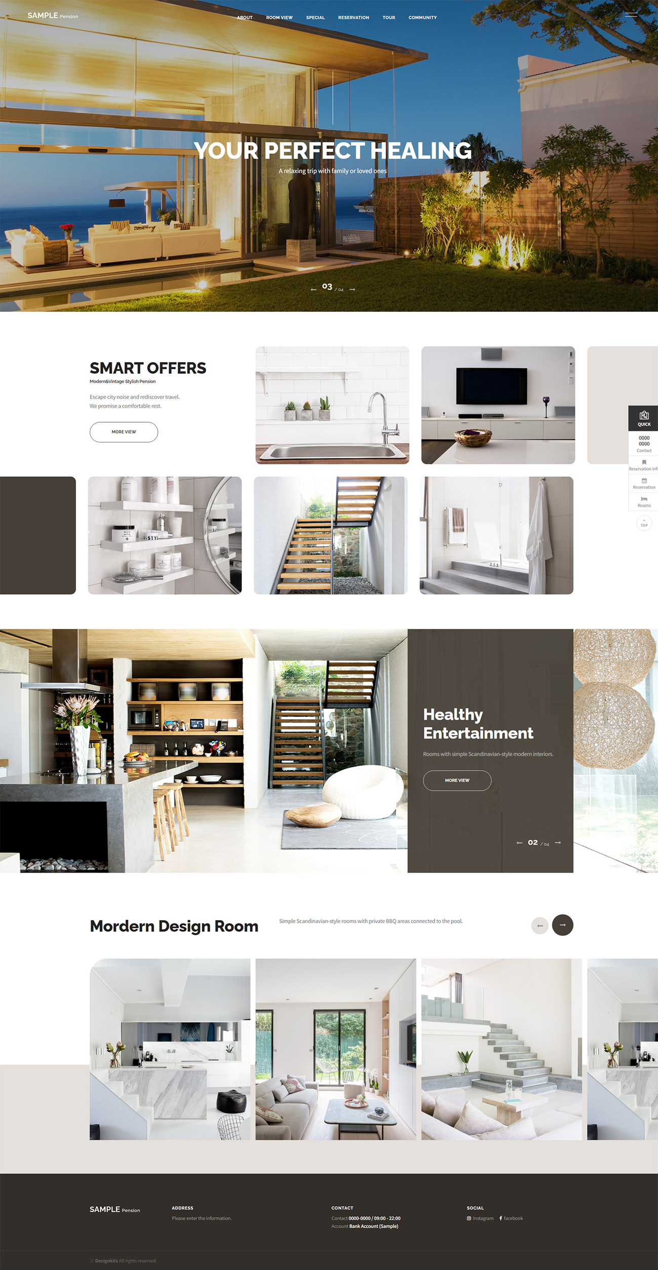 Luxury Pension & Resort Website UI Template for Booking and Rooms