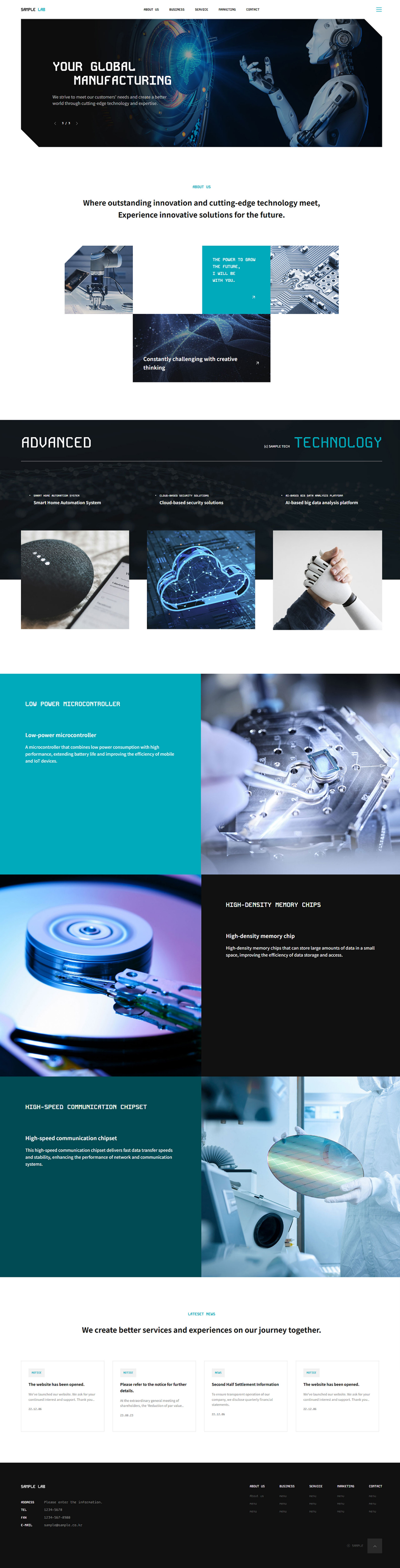 Technology Company Website Template for AI, Semiconductor, Manufacturing & Innovation