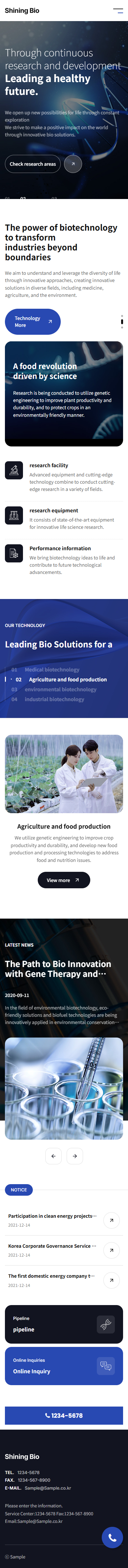 Biotechnology & Healthcare Research Website UI Template mobile product image